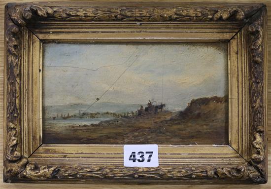 John H. Oswald (1843-1895) small oil on panel, Portobello, label verso, 10 x 17cm.